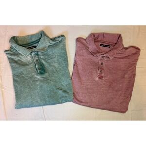 Age of Wisdom Polo Shirts Mens XL Burgundy Green  Mineral Wash Bundle